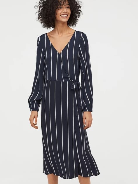 Navy and white striped wrap dress so classic. Size Eu36