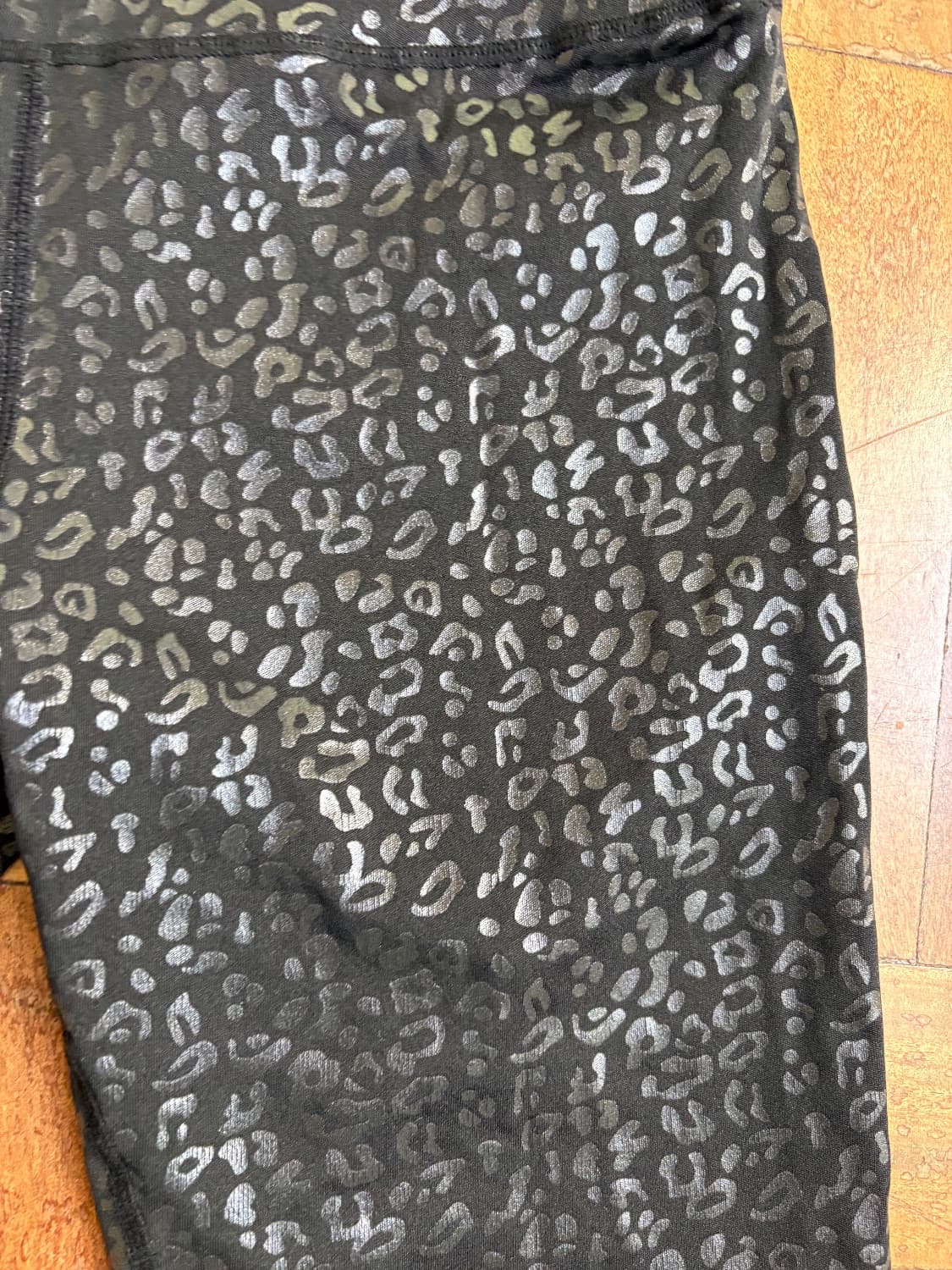 Black foil leopard print cycling shorts. A nice flattering waistband . Brand LA SOCIETY  - Image 2