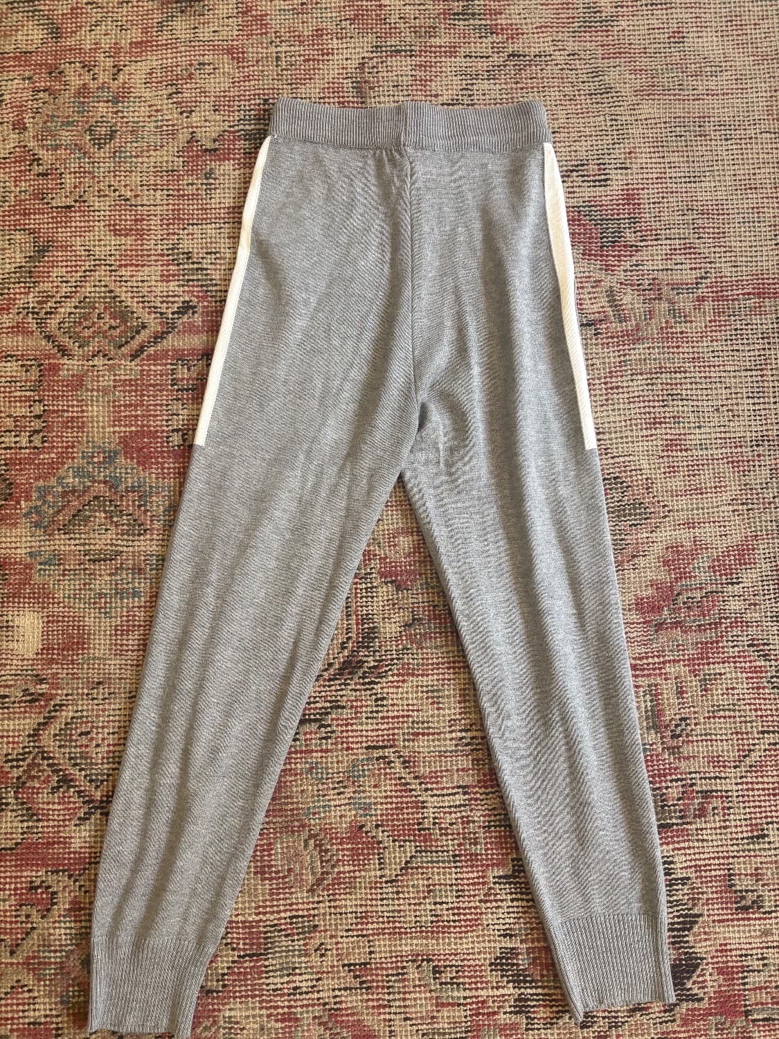Grey soft joggers with white accents , Elasticated tie waist.  - Image 3