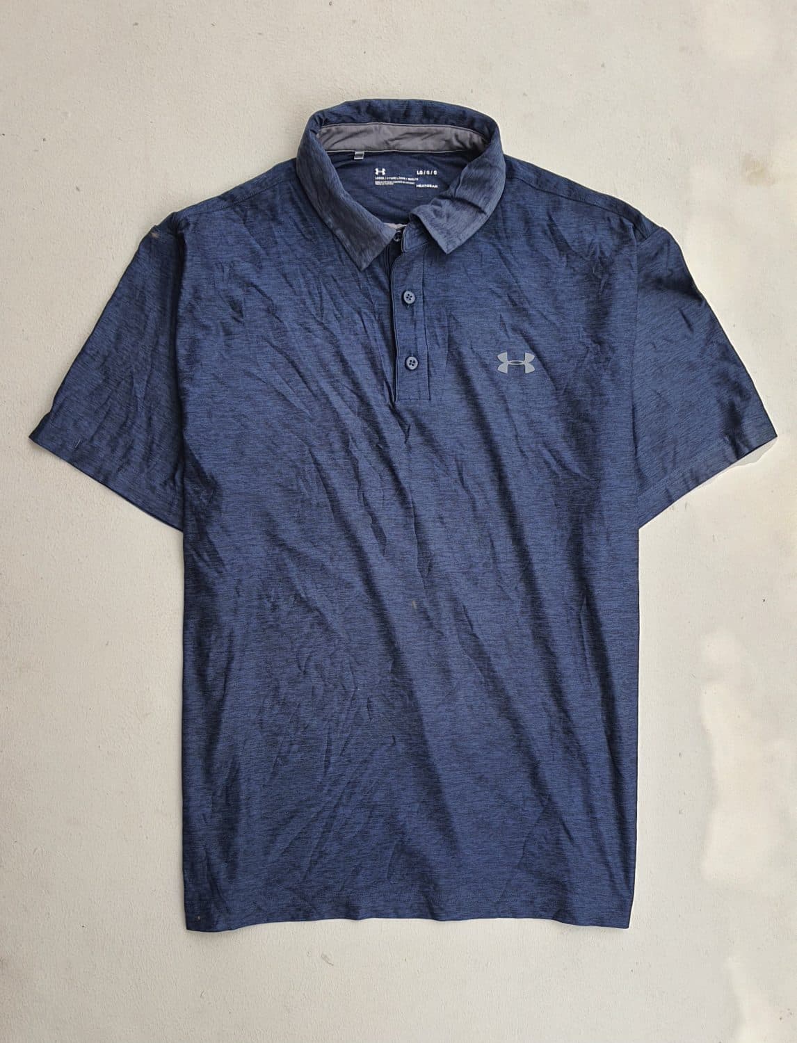 Under Armour Heat Gear The Playoff Men's Golf Polo in Heathered Navy Blue