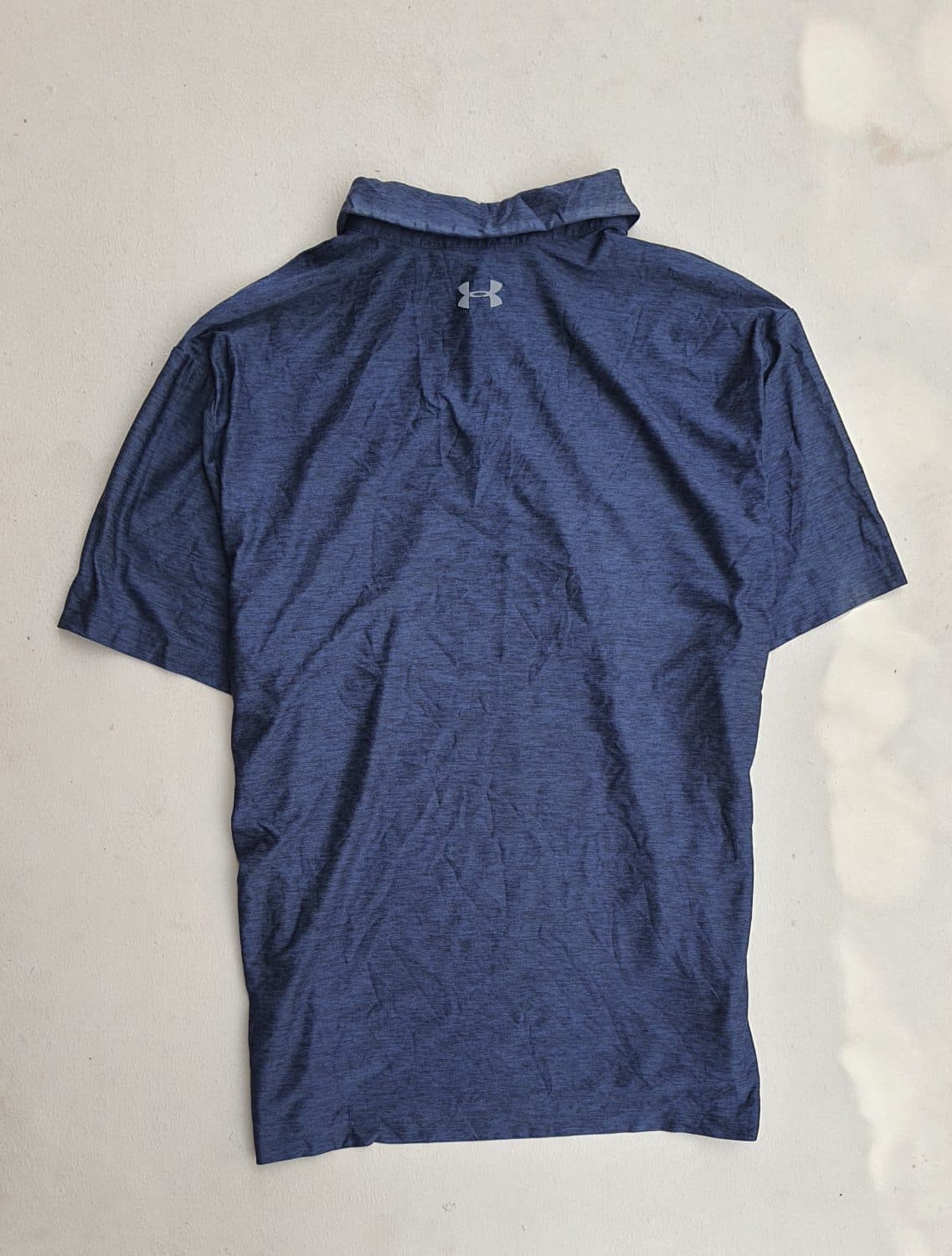 Under Armour Heat Gear The Playoff Men's Golf Polo in Heathered Navy Blue - Image 4