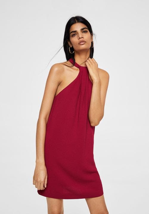 Bright cerise/red Halter neck minidress with a long back zip. Size M. - Image 4