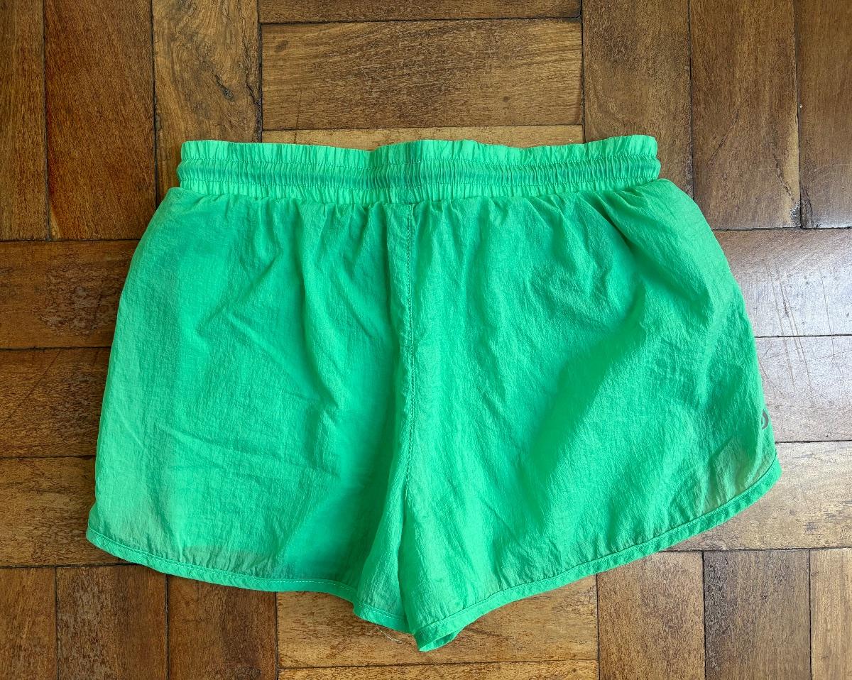 Apple green gym shorts with inner shorts and an Elasticated tie waist. - Image 3