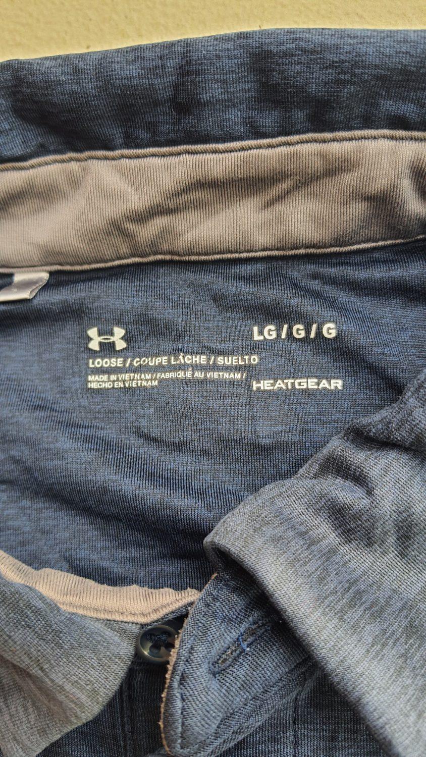 Under Armour Heat Gear The Playoff Men's Golf Polo in Heathered Navy Blue - Image 2