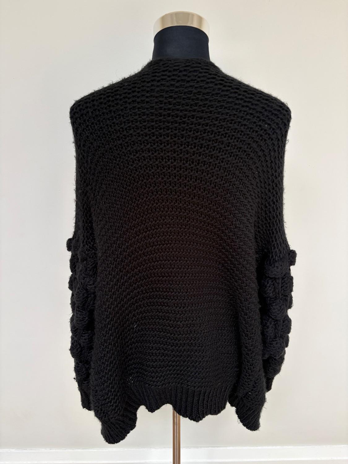 Black bobble sleeve open knit cardigan. Free size - Image 3