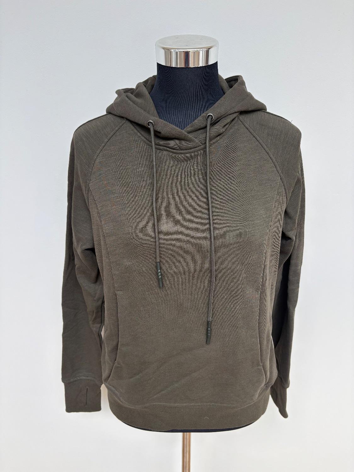 Khaki /olive green hoody with kangaroo pockets by brand crz yoga which is compared to Lululemon - Image 2