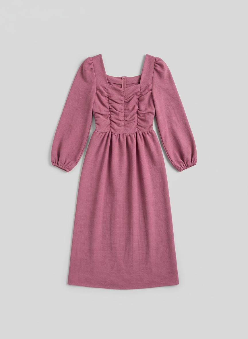 Pink Ruched Midi Dress 💗