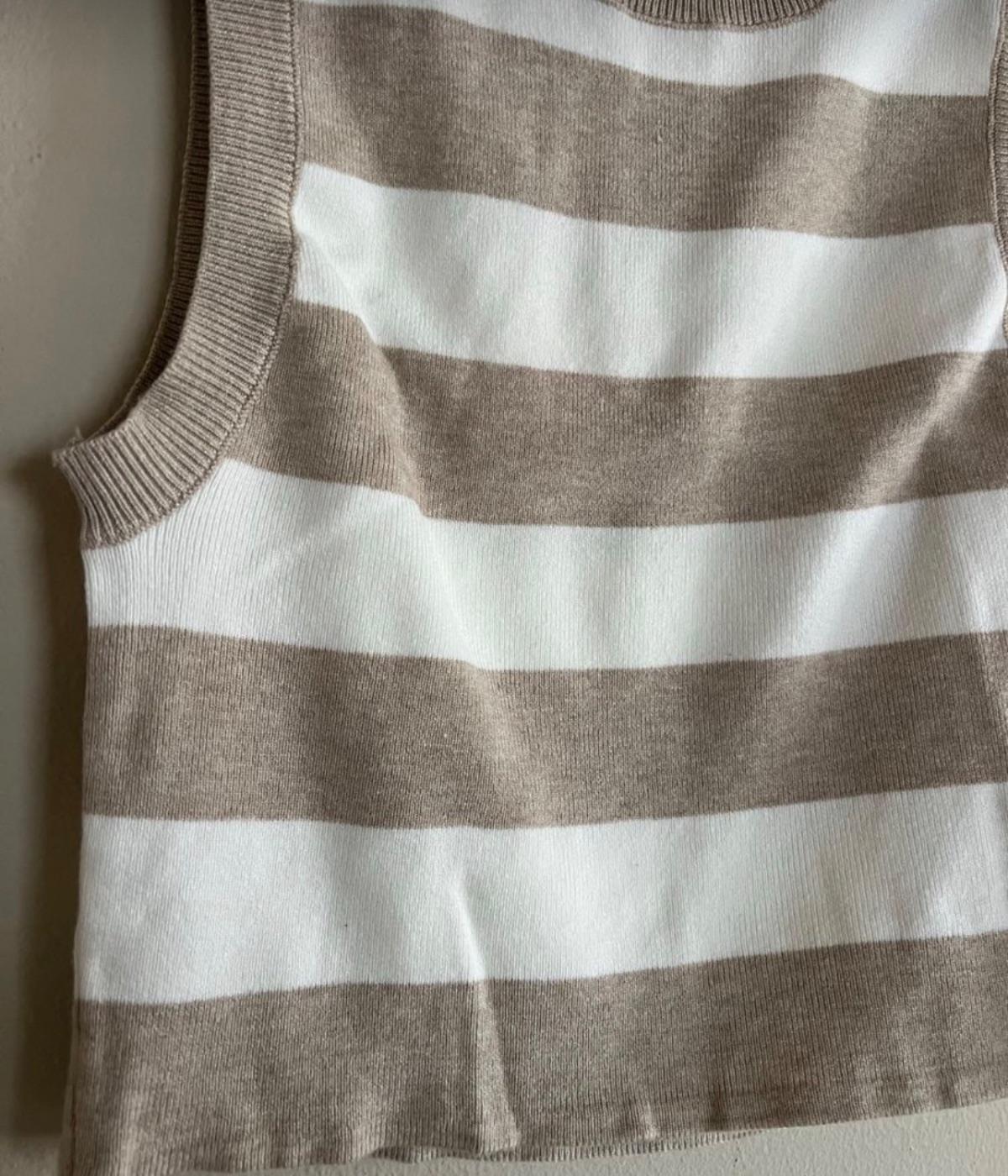 Women’s Cream striped crop top - Image 3