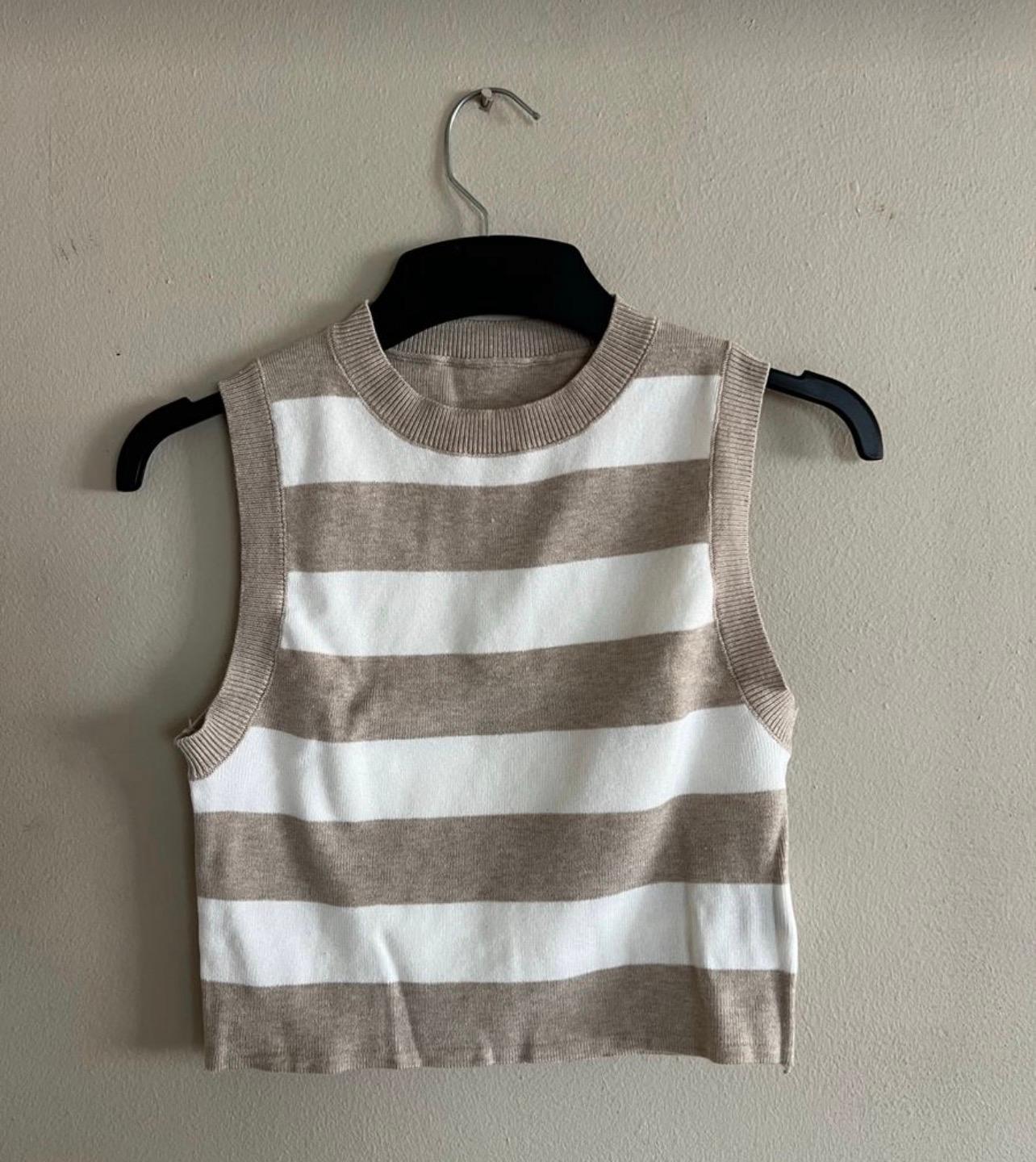 Women’s Cream striped crop top