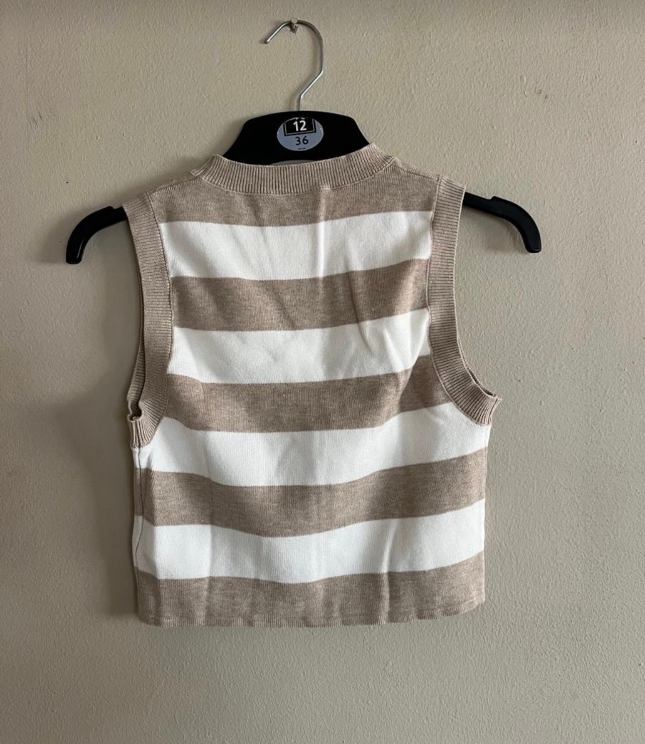 Women’s Cream striped crop top - Image 2