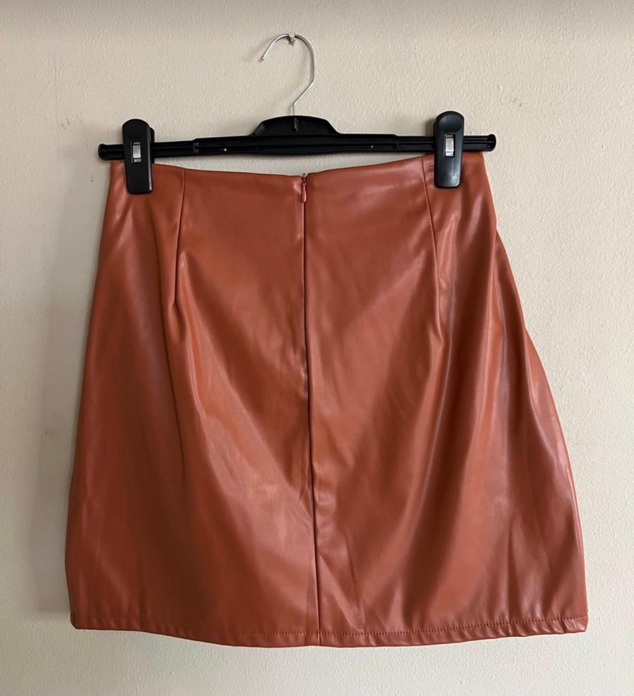Women’s brown leather skirt - Image 3